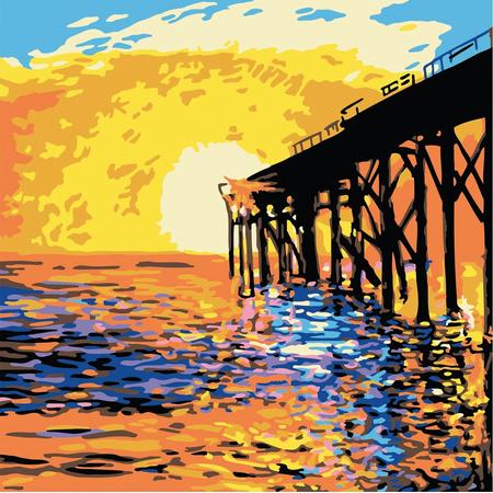 Plaid - Lets paint - schilderen op nr - 35cm x 35cm - West Coast Pier