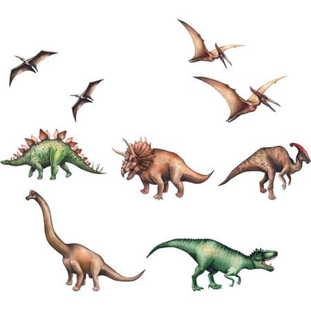 Dinosaurussen stickers set met 9 dinos - Muurstickers Dinosaurussen kinderkamer - Dinosaurus speelgoed