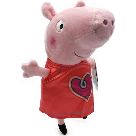 Peppa Pig - Rood Met Roze Hartje - Pluche Knuffel - 31 cm