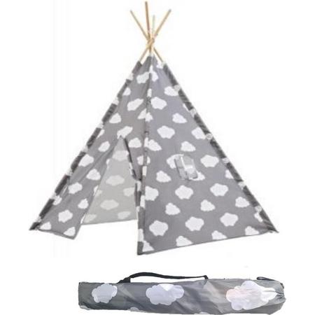 Tipi Tent kinderen wolken - Grijs - Wigwam - Playfun - 120 x 120 x 150 cm - Voordeelset
