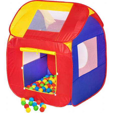 Playm® Mini Ballenbak Met 200 Ballen - Speeltent - Voor Kinderen - Spel Tent - Kleurrijk - Jongens & Meisjes - Afneembaar Dak