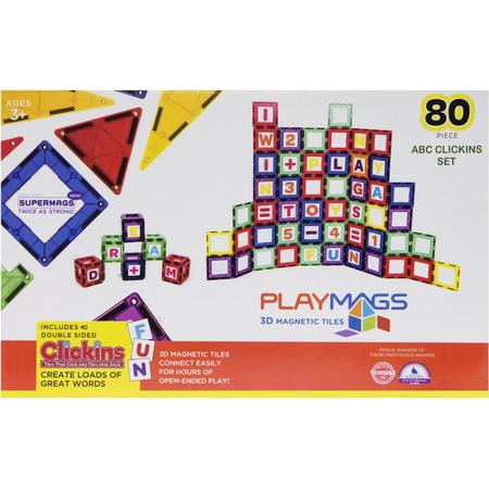 Playmags 3D Magnetische Tegels ABC Set - 80 Delige
