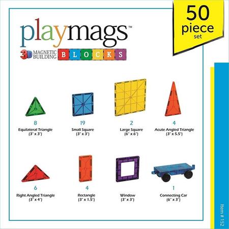 Playmags 3D Magnetische Tegels Classic Set - 50 Delige