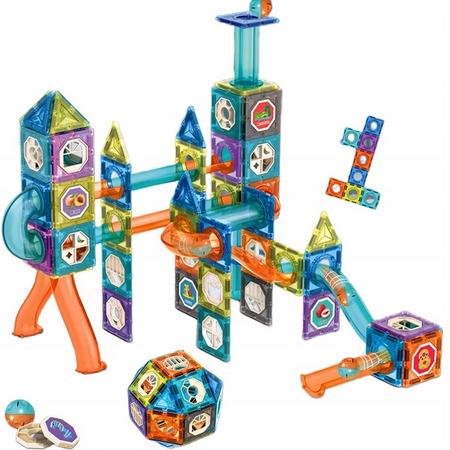 Magnetische Bouwstenen - 68 delig - Constructiespeelgoed - Magnetic Tiles - Montessori Speelgoed - Magnetische Bouwblokken - Constructie Speelgoed - Leerzame Bouwblokken - Magnetic Toys - Magnetische Tegels - Educatief - Knikkerbaan - STEM Speelgoed