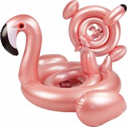 Playos - Zwemband - Flamingo - met Zitje - Handvatten - Rugleuning - Roze - Peuter en Baby - Zwemring - Babyzwemband - Babyfloat - Zwemtrainer - Opblaasbaar - Zwemstoel - Handvaten