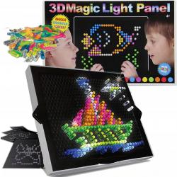 Pushpin Speelgoed - Blacklight - 180 Delig - 3D Magic Light Panel - Insteek Mozaïek Bord - met Licht - Educatief Speelgoed - Mozaïekbord - Mozaïek - Puzzel - Ontwikkelingsspeelgoed - Montessori Speelgoed - Mozaïeken - Motoriek - Ruimtelijk Inzicht