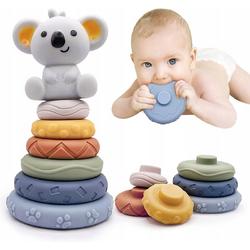Zachte Stapeltoren - Koala - Baby Speelgoed - Zachte Bouwblokken - Stapelringen - Motoriek - Baby Tandjes - Montessori Speelgoed - Educatief Speelgoed - Bijtring - Bijtspeelgoed - Baby Speelgoed - Kraamcadeau