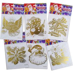 Venster stickers Kerstmis - 15 x 17 cm - 6 stuks - raamdecoratie