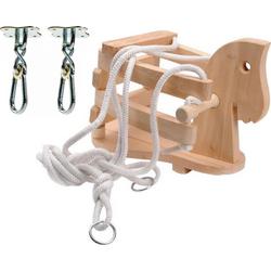 Playwood - Houten schommel paard - Inclusief 2 indoor schommelhaken - Karabijnsluiting