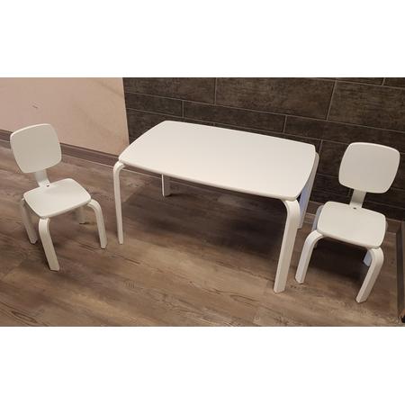 Playwood - Set tafel met 2 stoelen - Set kindertafel met 2 kinderstoelen - Wit