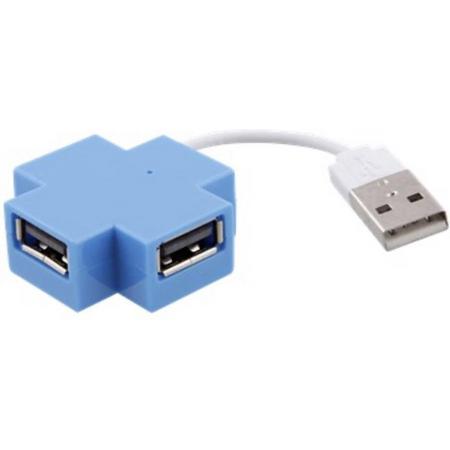 4 Ports USB HUB 2.0 - Multiport Adapter- Plug & Play - Kabel - Netwerk - Windows - Mac - Computer - Notebook  - Multifuctioneel - Speed - Blauw