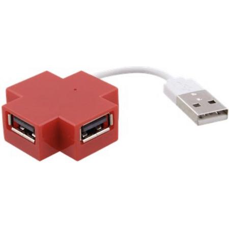 4 Ports USB HUB 2.0 - Multiport Adapter- Plug & Play - Kabel - Netwerk - Windows - Mac - Computer - Notebook - Multifuctioneel - Speed - Rood
