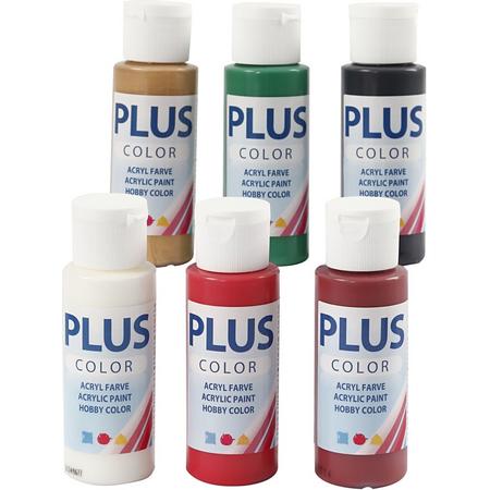 Plus Color Acrylverf - Verf - Set van 6x60 ml - Kerstkleuren
