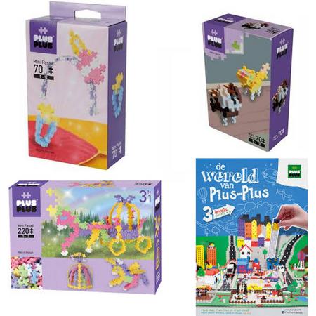 Plus Plus mini pastel bouwsteentjes pakket meisjes basic met basisboek de wereld van