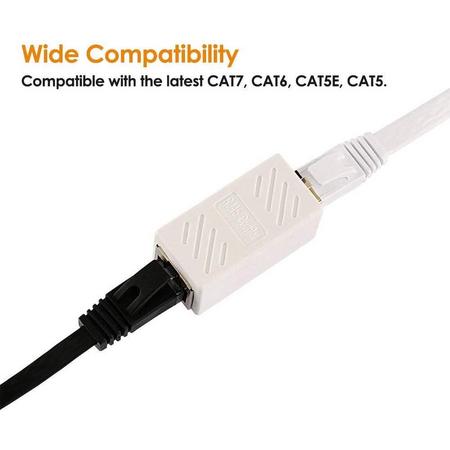 RJ45 Coupler Ethernet Inline Connector Plugs for Cat5 Cat5e Cat6e Cat7 Cable (1 Pack- White)