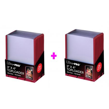 Ultra Pro Red Border Combi Pack I 50 stuks I 76,2 x101,6mm (25ct) I Trading Card Game I 2 packs I Transparant I Pokémon