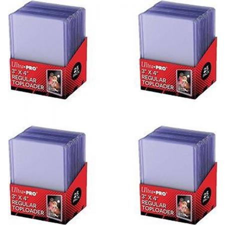 Ultra Pro Toploader Bundel I  3 x 4 regular I 100 stuks I 76,2 x101,6mm (25ct) I Trading Card Game I 4 packs I Transparant I Pokémon