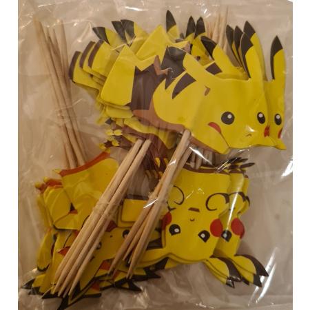 24 Pikachu Cocktail prikkers - Pokemon - Sateprikker - Trakteren - Feestje - Pikachu - Uitdelen - Traktatie - Jarig - Feestje - School - Meisje - Jongen