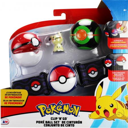 Pokémon Clip ‘N Go Poké Ball Gordelset - Dusk Ball, Poké Ball & Mimikyu 5 Cm