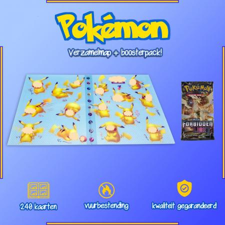 Pokémon Verzamelmap – Inclusief Pakje Kaarten  – 240 kaarten opslag  – Booster Pack - Pikachu