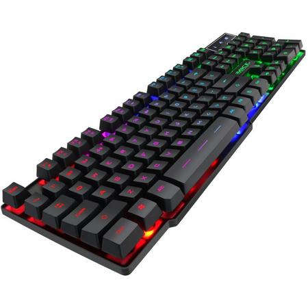 Gaming Toetsenbord (QWERTY) - Game Keyboard met LED Verlichting in 3 Verschillende Kleuren (Rood, Blauw en Groen) - Waterproof PC Gametoetsenbord - 12 Multimedia Sneltoetsen - USB Aansluiting