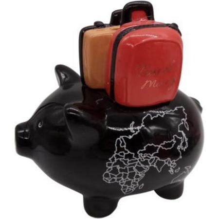 Pomme-Pidou, Spaarvarken, Spaarpot, Piggies with a mission: Travel money zwart