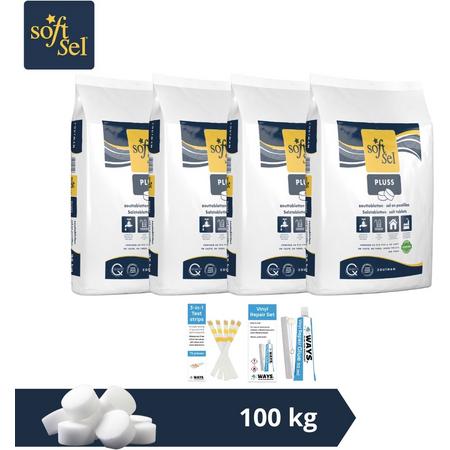 Soft-Sel zouttabletten - Zwembadonderhoud - 100 kg & WAYS scrubborstel