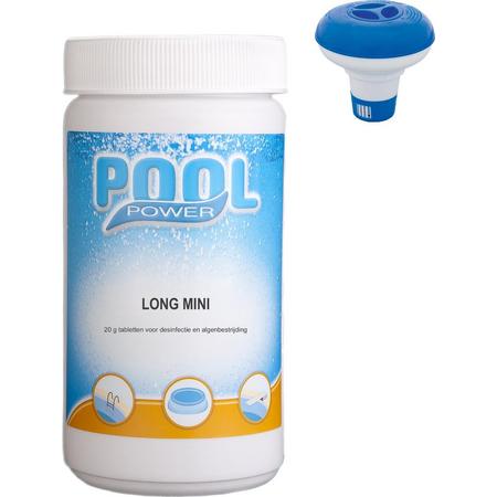 Poolpower long (mini) - 20 grams chloortabletten - 1 kg - 50 stuks met chloordrijver