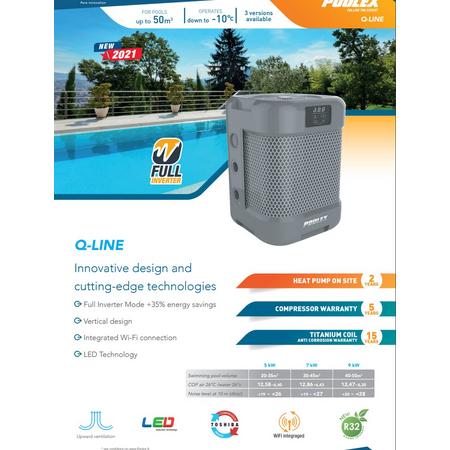 Verticale Warmtepomp Poolex Q-Line 5 - FULL INVERTER TECHNOLOGIE - Meest Spaarzame Pomp op de Markt - Vraag een Analyse van Uw Zwembad!