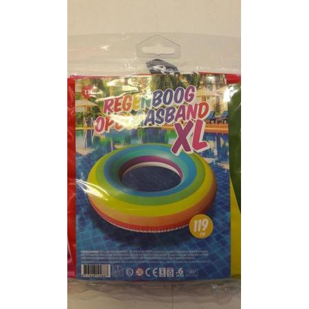 Regenboog Opblaasband XL - Luchtbed van 119 cm - Zwemband - Zwemmen - Zomer - Vakantie - Water