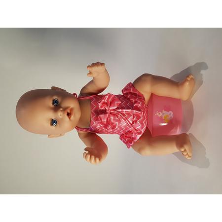B-Merk Baby Born Badpak roze/wit gestreept