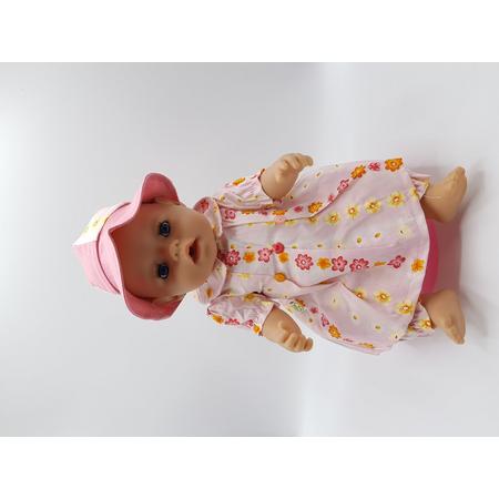 B-Merk Baby Born jurk met bijpassend broekje, roze. oranje en roze bloempjes