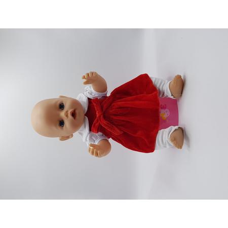 B-Merk Baby Born jurk rood met witte broek en kraag
