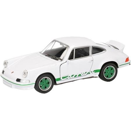 Speelgoed auto wit groene Porsche Carrera RS 1973 modelauto 11,5 cm - auto schaalmodel