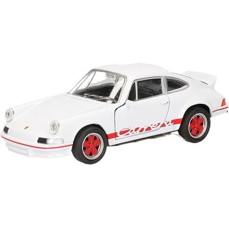 Speelgoed modelauto wit rode Porsche Carrera RS 1973 auto 11,5 cm