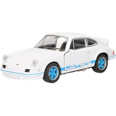 Speelgoed wit blauwe Porsche Carrera RS 1973 auto 11,5 cm