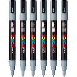 Posca Stiften PC-3M Fine Tip - verfstiften - Grijs - 6 stuks