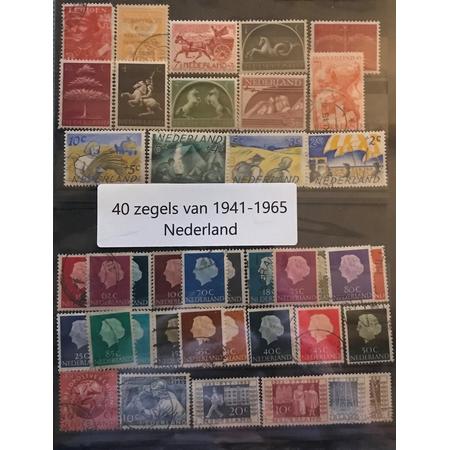40 Zegels - Nederlands postzegel 1941-1965 - pakket & souvenir. Collectie met verschillende postzegels - authentiek