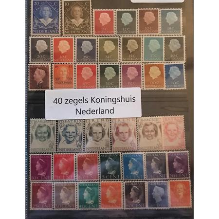 40 Zegels Koninklijk Huis- Nederlands postzegel pakket & souvenir. Collectie met verschillende postfrisse postzegels van het Koningshuis - authentiek