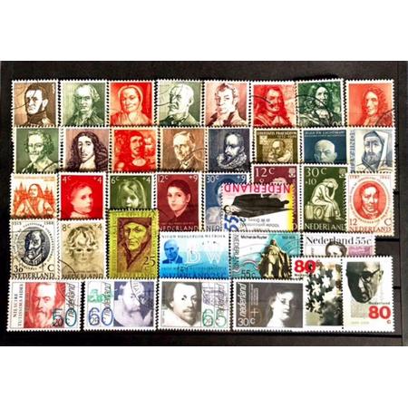 Luxe postzegel pakket (A5 formaat) - collectie van 37 verschillende postzegels van Bekende Nederlandse personen - kan als ansichtkaart in een A5 envelop. Authentiek cadeau - cadeau - geschenk