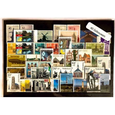 Luxe postzegel pakket (A5 formaat) - collectie van 40 verschillende postzegels van Gebouwen in Nederland - kan als ansichtkaart in een A5 envelop. Authentiek cadeau - cadeau - geschenk