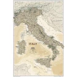 Italië kaart-Italy map-National Geographic-geografie-aardrijkskunde-Rome-Milaan-Engelse tekst-poster 59x87cm.