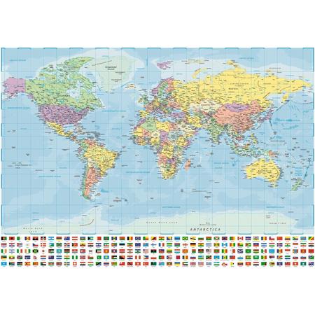 Wereldkaart ansichtkaarten set 15 postkaarten 10.5 x 15 cm