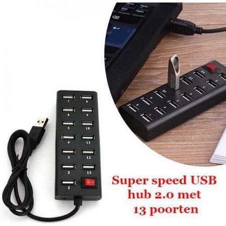 Super Speed USB Hub 2.0 met 13 Poorten