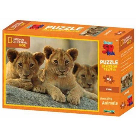 Prime3D - Puzzel - 3D - Afrikaanse leeuwen - 63st.