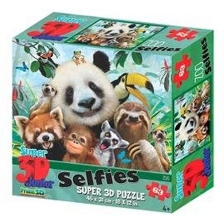 Prime3D - Puzzel - 3D - Dierentuin selfie - 63 stukjes