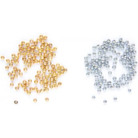 Knijpkralen, 200 stuks, goud- en zilverkleurig – 2mm – DIY zelf sieraden maken – Kinderen en volwassenen
