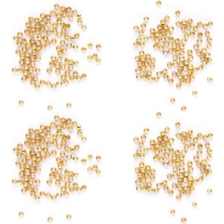 Knijpkralen, 400 stuks, goudkleurig – 2mm – DIY zelf sieraden maken – Kinderen en volwassenen