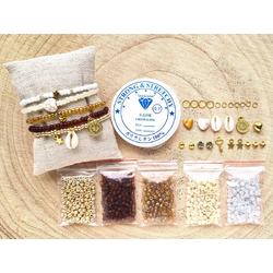 Zelf sieraden maken Kralen set DIY - Kinderen en volwassenen pakket - 4mm kraal - Goud, oker, bruin, ivoor
