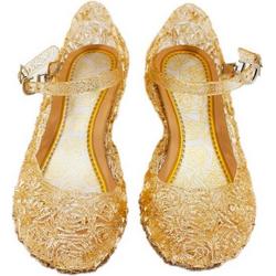 Prinsessen glitter schoenen met hak - Goud - Prinsessen - Verkleedschoenen - Frozen - Rapunzel - Doornroosje - Ariel - Assepoester -  Elsa - Anna - Jurk -  Maat 31 (valt als 29) Binnenzool: 18,5 cm